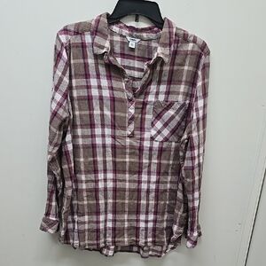 SONOMA Plaid Button-Up Women's Top - Size XXL